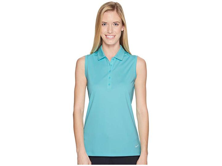 Nike Golf Victory Solid Sleeveless Polo (light Aqua/black) Women's Sleeveless