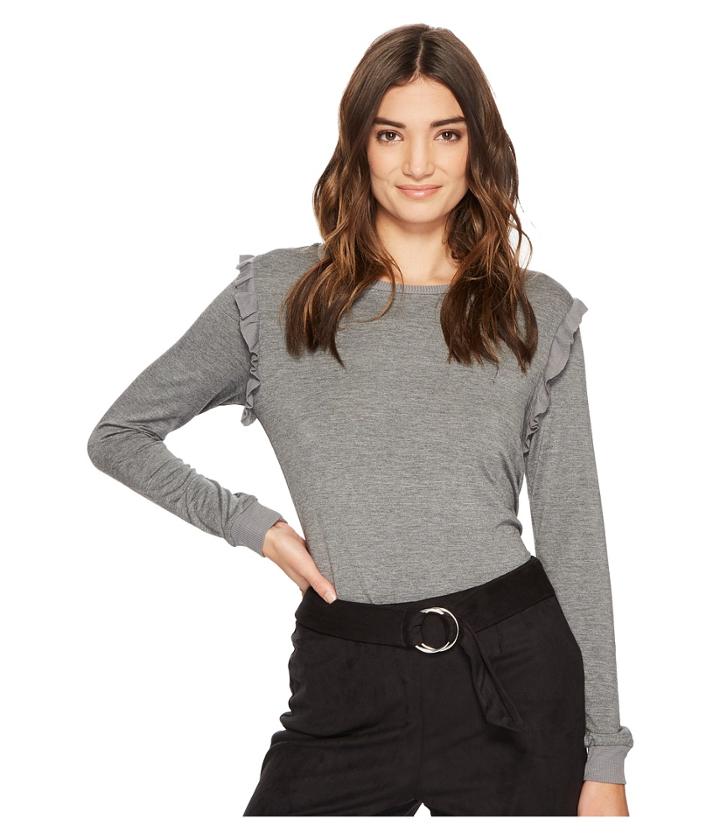 Kensie L.w. Viscose Spandex Top Ks2k3399 (heather Ash) Women's Clothing