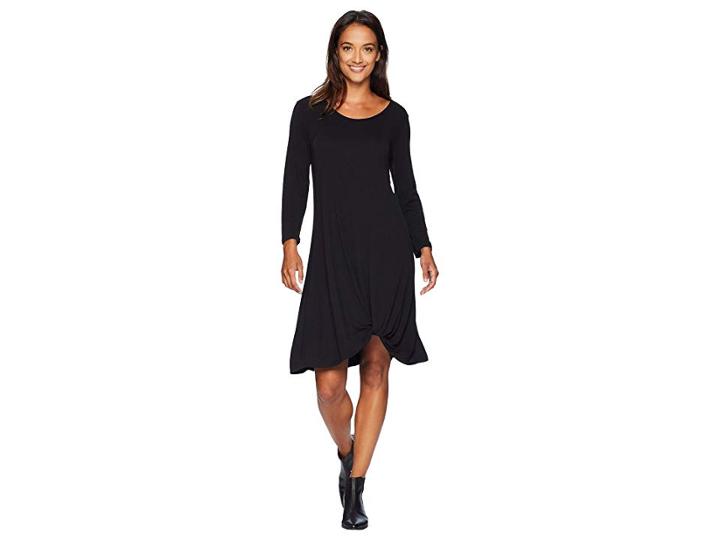 Mod-o-doc Sandwashed Modal Jersey 3/4 Sleeve Twist Hem Dress (black) Women's Dress