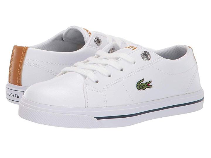 Lacoste Kids Riberac (little Kid) (white/dark Tan) Kid's Shoes