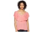 Lucky Brand Burnout Ruffle Tee (spiced Coral) Women's T Shirt