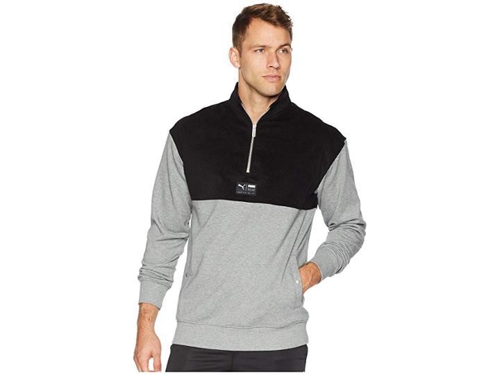Puma Downtown Half Zip Turtleneck Top (medium Gray Heather) Men's Sweatshirt