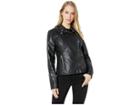 Jessica Simpson Ruffle Detail Pu Jacket (black) Women's Coat