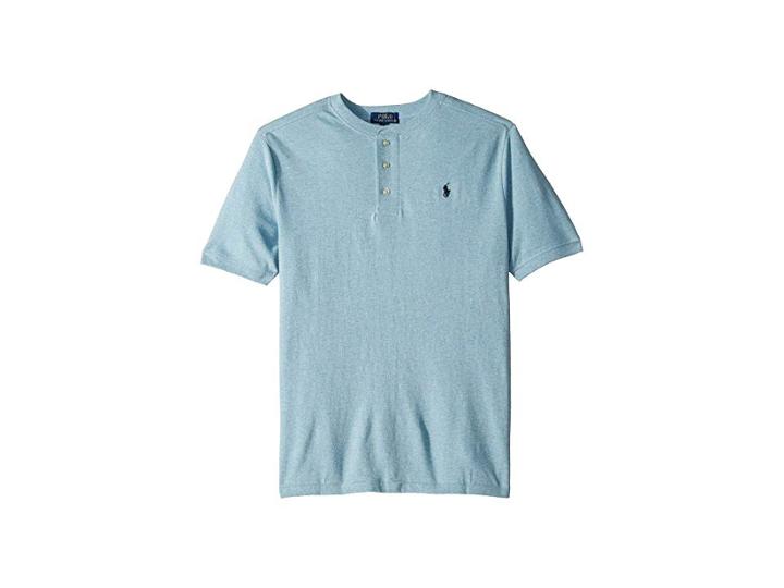 Polo Ralph Lauren Kids Featherweight Cotton Mesh Henley (big Kids) (modern Blue Heather) Boy's Clothing