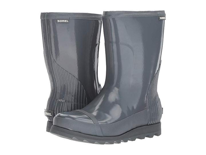 Sorel Joan Rain Short Gloss (graphite/sea Salt) Women's Waterproof Boots
