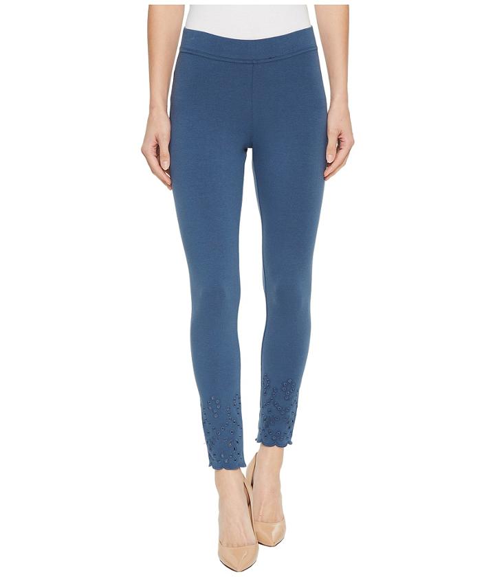 Hue Eyelet Hem Cotton Skimmer (dark Wave) Women's Casual Pants