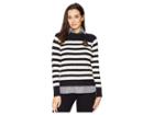 Lauren Ralph Lauren Bullion-patch Layered Shirt (polo Black/mascarpone Cream) Women's Clothing