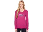 Life Is Good Wildflower Watercolor Hooded Long Sleeve Smooth Tee (sassy Magenta) Women's T Shirt