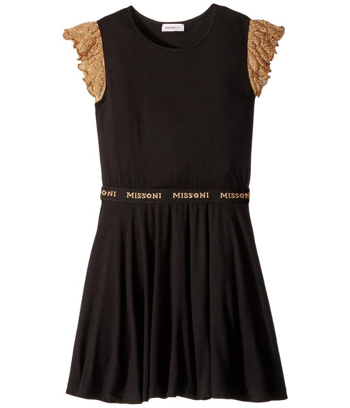 Missoni Kids Lace Sleeve Jersey Dress (big Kids) (black) Girl's Dress