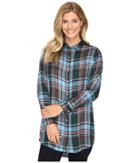 Jag Jeans Magnolia Tunic In Yarn-dye Rayon Plaid (turquoise Plaid) Women's Clothing