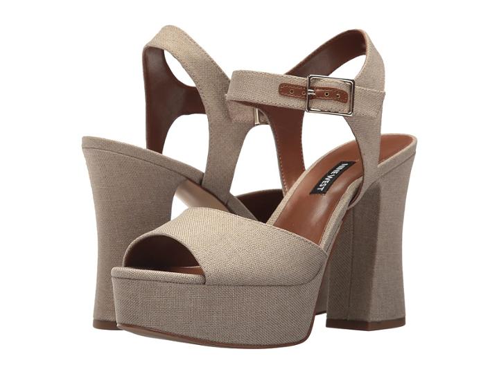 Nine West Wilmarie Platform Heel Sandal (natural Linen) Women's Shoes