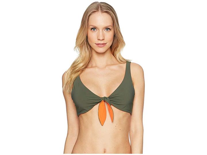 Tory Burch Swimwear Biarritz Top (green Olive/sweet Tangerine) Women's Swimwear