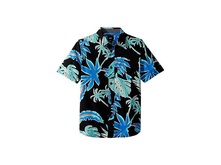 Vans Kids Pit Stop Floral Short Sleeve Woven (big Kids) (black Pit Stop Floral) Boy's Clothing
