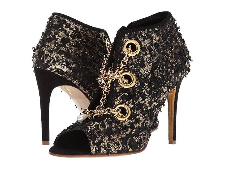 Rupert Sanderson Nightingale (black Venus Suede/gold Flecked) Women's Shoes