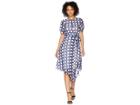 Ellen Tracy Wrap Dress (painterly Plaid/cadet Blue Combo) Women's Dress