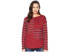 Chaps Metro Jacquard Long Sleeve Knit (refined Ruby Multi) Women's Clothing