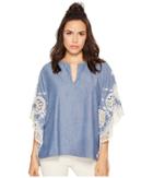 Bishop + Young Scallop Edge Poncho (chambray) Women's Clothing