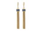 Vince Camuto Tassel Earrings With Leather Inlay (gold/eclipse Blue Leather) Earring