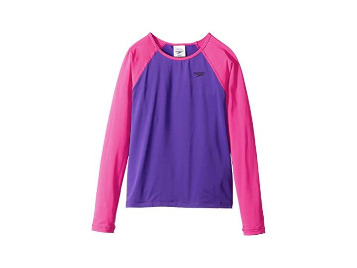 Speedo Kids Long Sleeve Rashguard (big Kids) (plumtastic) Girl's Swimwear