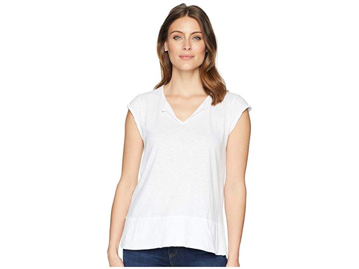 Fresh Produce Vintage Split-neck Tee (white) Women's T Shirt