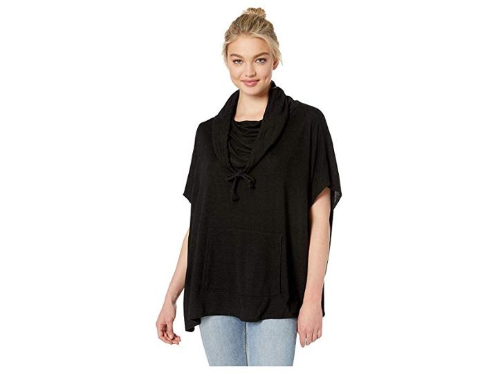 Steve Madden Convertible Cowl High-low Poncho (black) Women's Clothing