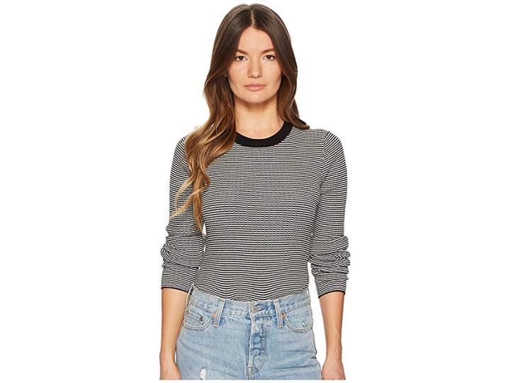Levi's(r) Premium Premium Fine Rib Pullover (golden Gate Stripe Caviar/cloud Dancer) Women's Clothing