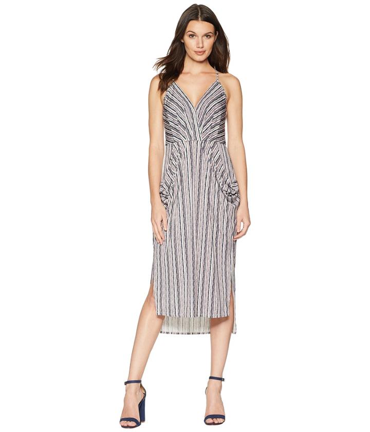 Bcbgeneration Midi Faux Wrap Dress (sage Multi) Women's Dress