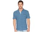 True Grit Genuine Indigo Seafoam Stripe Short Sleeve Knit Polo With Pocket (indigo) Men's Short Sleeve Pullover