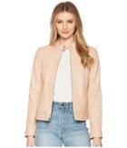 Cole Haan Leather Racer Jacket With Quilted Panels (blush) Women's Jacket