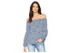 Michael Michael Kors Collage Off Shoulder Top (true Navy/light Chambray) Women's Clothing