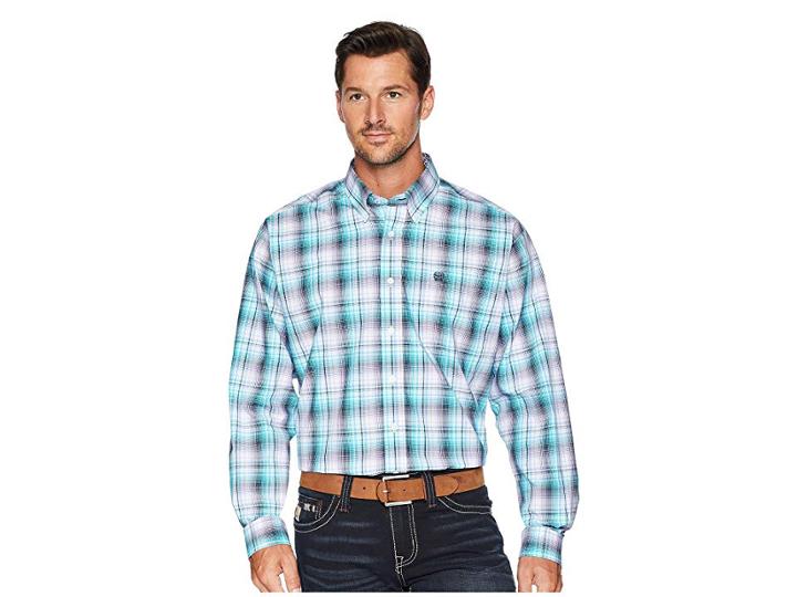 Cinch Long Sleeve Plain Weave Plaid (multicolored) Men's Long Sleeve Button Up