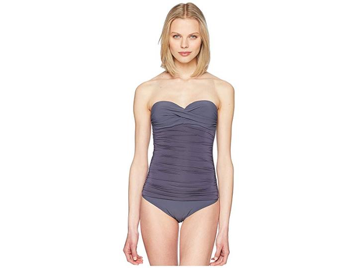 Heidi Klein Cannes Ruched Bandeau Control One-piece (navy) Women's Swimsuits One Piece
