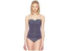 Heidi Klein Cannes Ruched Bandeau Control One-piece (navy) Women's Swimsuits One Piece