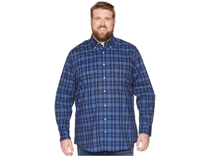 Nautica Big & Tall Big Tall Wear To Work Plaid (ensign Blue) Men's Clothing