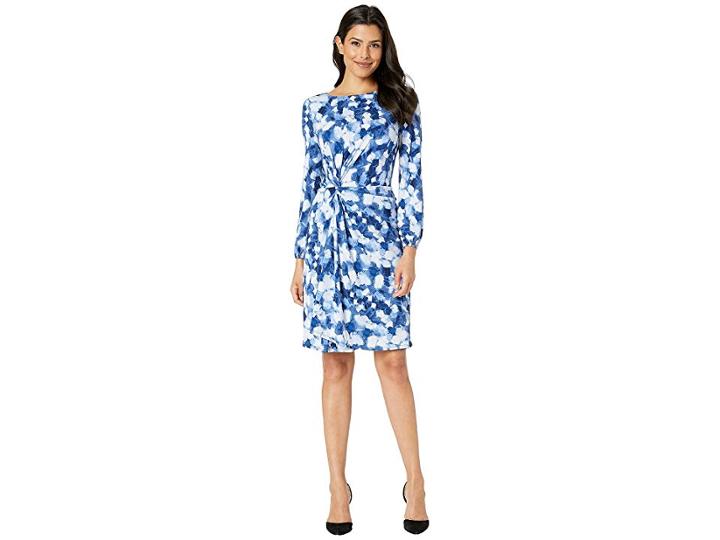 London Times A-line Dress W/ Side Twist (blue/navy) Women's Dress