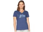 Life Is Good Recharging Station Crusher Vee T-shirt (darkest Blue) Women's T Shirt