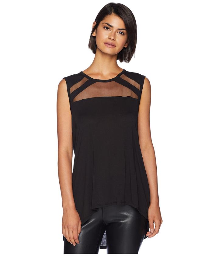 Bcbgmaxazria Sleeveless Top With Tulle Insert (black) Women's Clothing