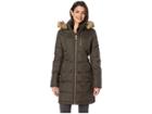 Michael Michael Kors Zip Front Down With Zip Pocket At Top And Faux Fur Trim Hood M821883gz (olive) Women's Coat