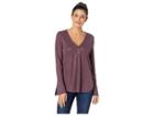 Lucky Brand Sandwash Henley Top (wine Tasting) Women's Long Sleeve Pullover