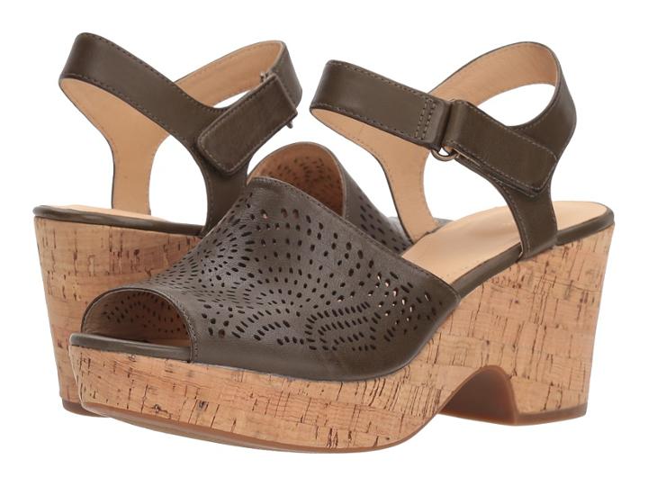 Clarks Maritsa Nila (khaki Leather) Women's Wedge Shoes