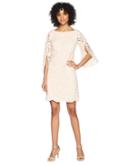 Vince Camuto Lace Shift Dress With Overlap Sleeves (blush) Women's Dress