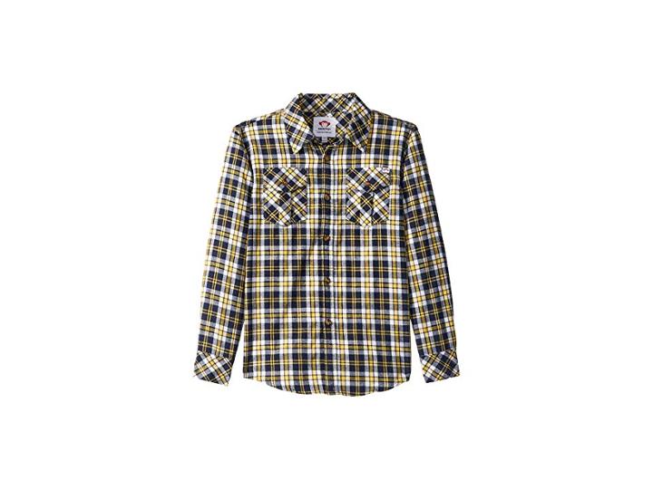 Appaman Kids Extra Soft Flannel Shirt With Elbow Detail (toddler/little Kids/big Kids) (golden Navy Plaid) Boy's Clothing