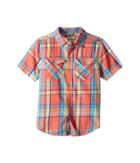 Lucky Brand Kids Short Sleeve Yarn-dye Plaid Shirt (big Kids) (spiced Coral) Boy's T Shirt