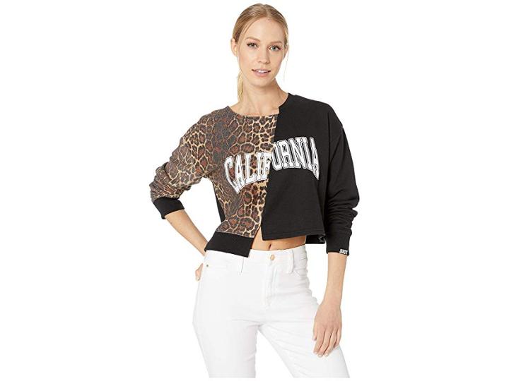 Juicy Couture Cali Leopard Split Logo Terry Pullover (multi Flower) Women's Clothing