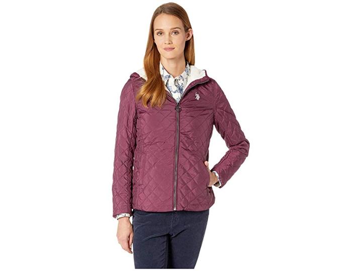 U.s. Polo Assn. Hoodie Jacket (merlot Plum) Women's Coat