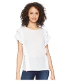 Two By Vince Camuto Ruffle Front/cuff Drop Shoulder Top (ultra White) Women's Short Sleeve Pullover