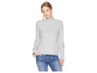 1.state Long Sleeve Ruffle Sleeve Rib Knit Top (light Heather Grey) Women's Clothing