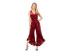 Betsey Johnson Flare Leg Velvet Jumpsuit (burgundy) Women's Jumpsuit & Rompers One Piece