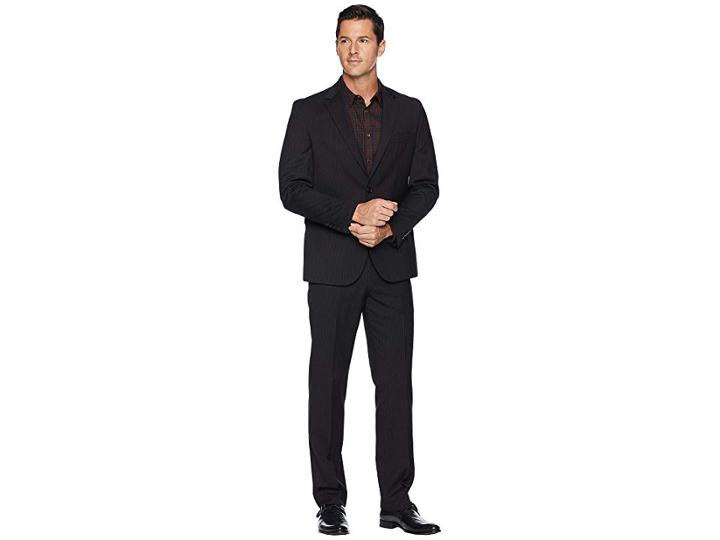 Dockers Pre-tailored 32 Finished Bottom Hem Suit (black Stripe) Men's Suits Sets