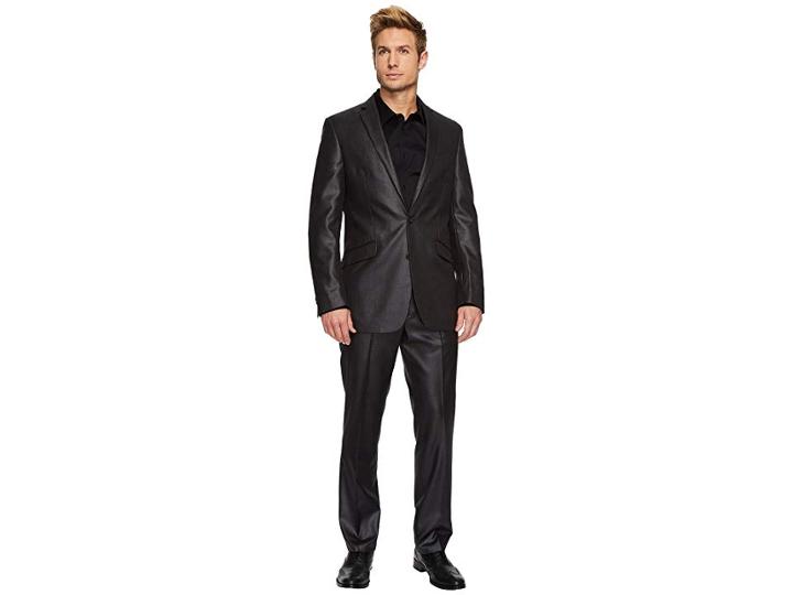 Kenneth Cole Reaction Slim Fit Dark Grey Sheen Suit (charcoal) Men's Suits Sets